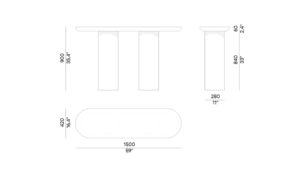 Eva - Console design épuré greige, laquée mat avec finition en noyer