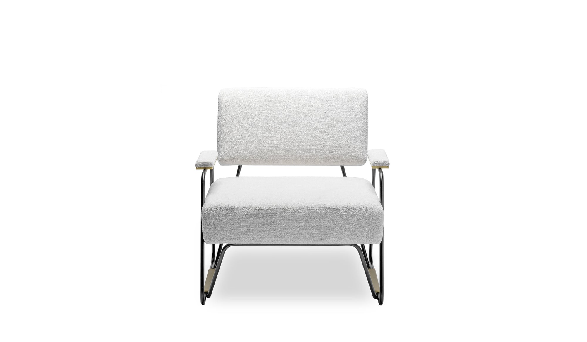 Fauteuil-Apollo - Fauteuil en tissu blanc, fer noir et laiton--NOVINEA-DUISTT