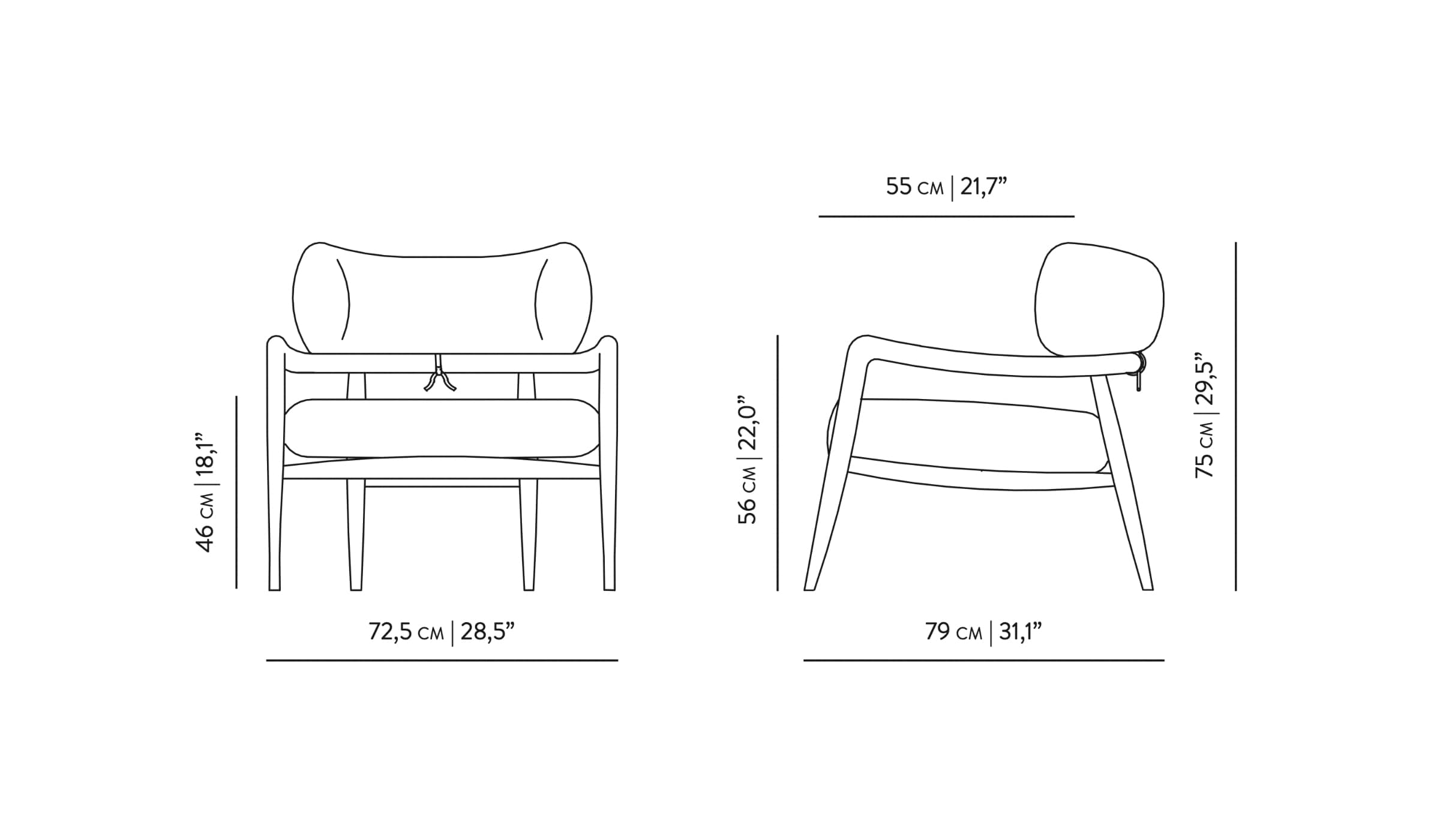 Botero lounge chair in solid natural oak