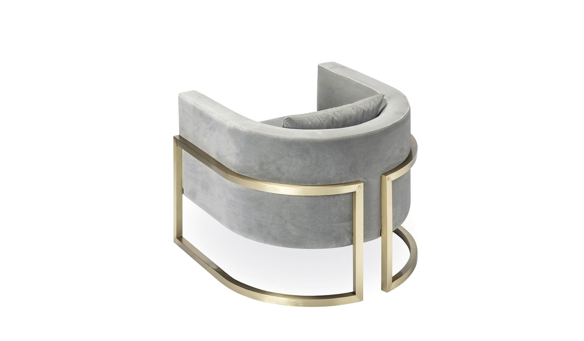 Fauteuil design moderne Julius, laiton et velours gris