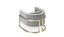 Julius modern design armchair, brass and gray velvet