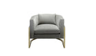 Julius modern design armchair, brass and gray velvet