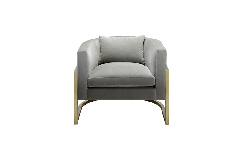 Fauteuil design moderne Julius, laiton et velours gris