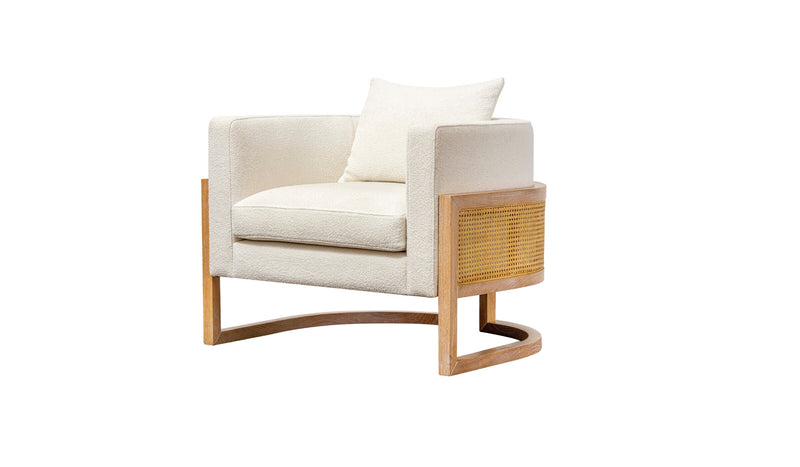 Fauteuil design moderne Julius, cannage et chêne naturel