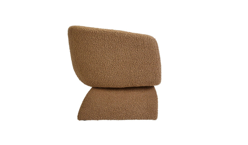 Fauteuil confortable Oscar, en tissu bouclé marron