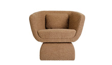 Comfortable Oscar armchair, in brown bouclé fabric