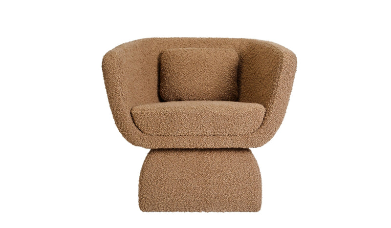 Fauteuil confortable Oscar, en tissu bouclé marron