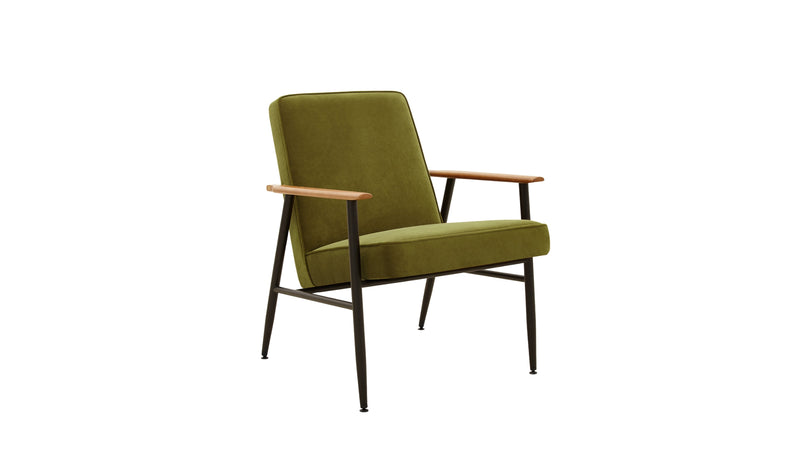 Fox Metal lounge chair, green velvet