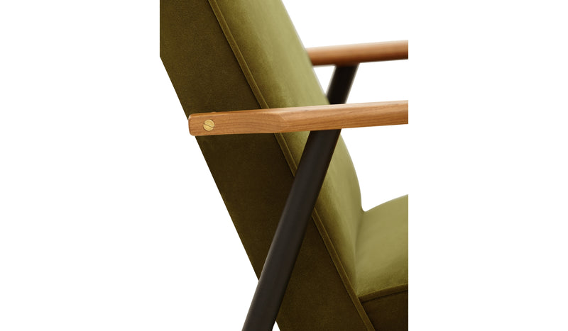 Fox Metal lounge chair, green velvet