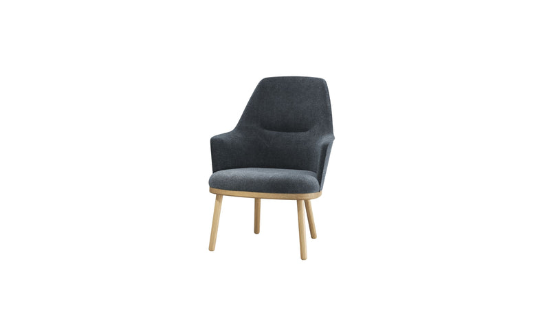 Sartor high armchair, oak and gray fabric