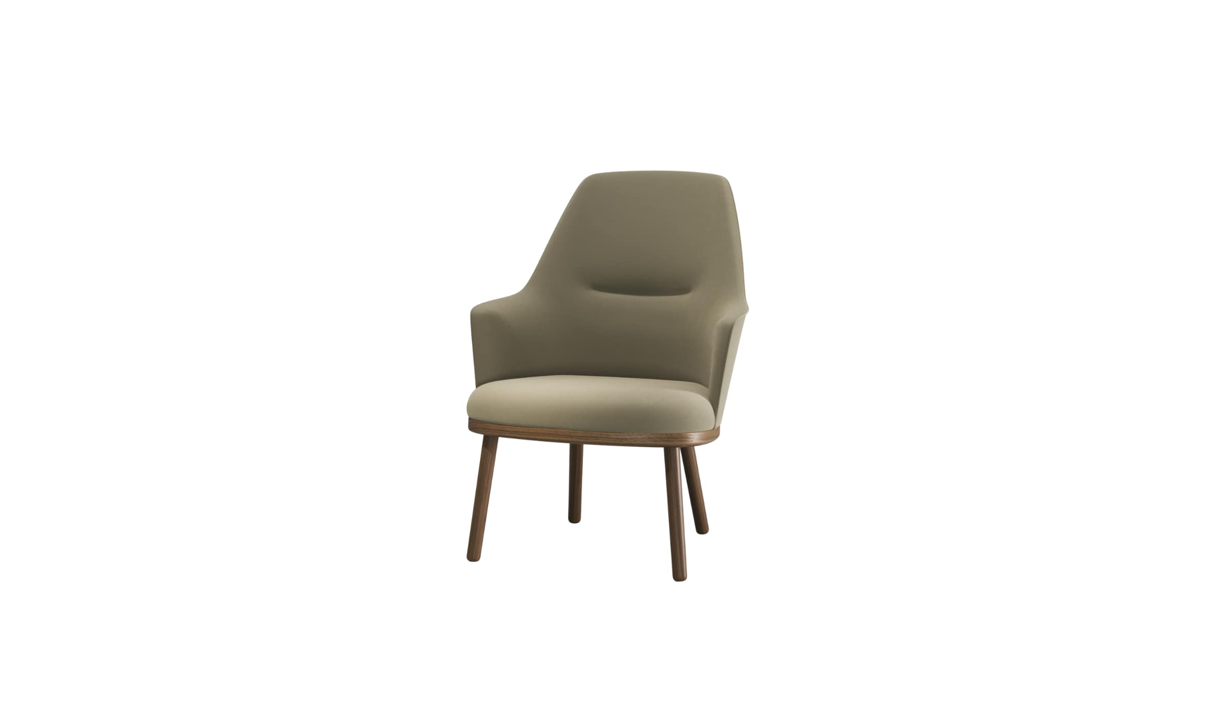 Sartor, Armchair, walnut structure, leather, beige