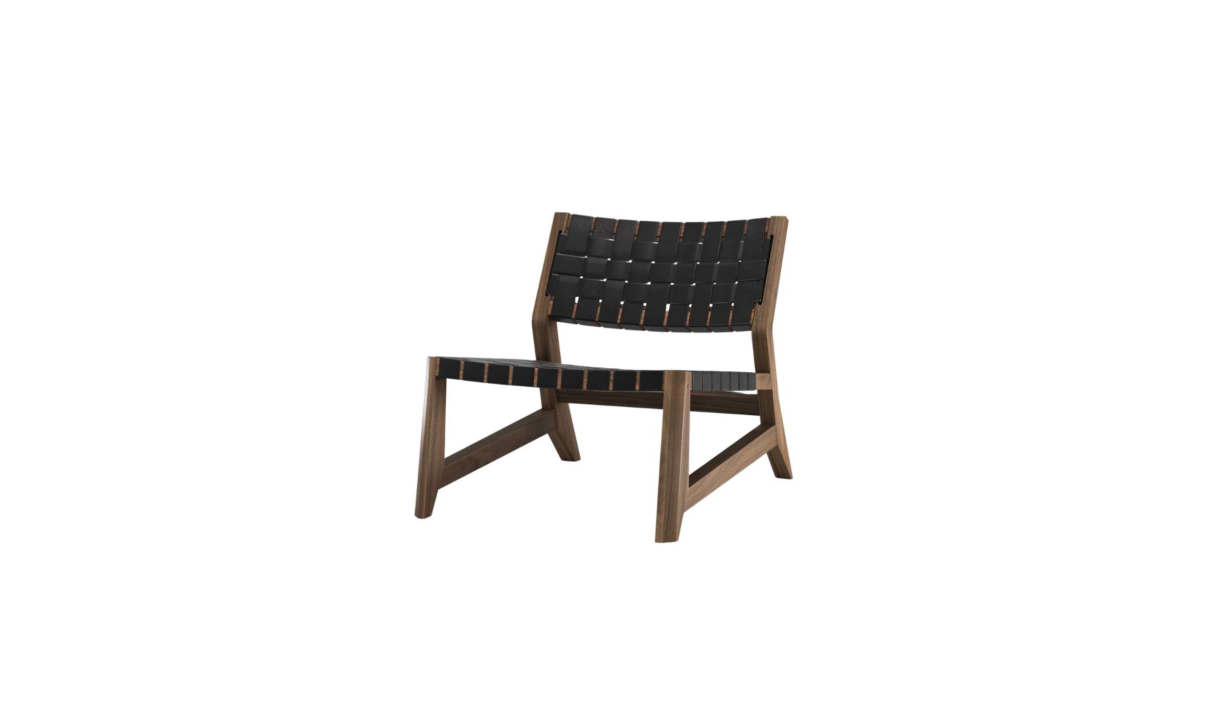 Odhin lounge chair, in leather and walnut