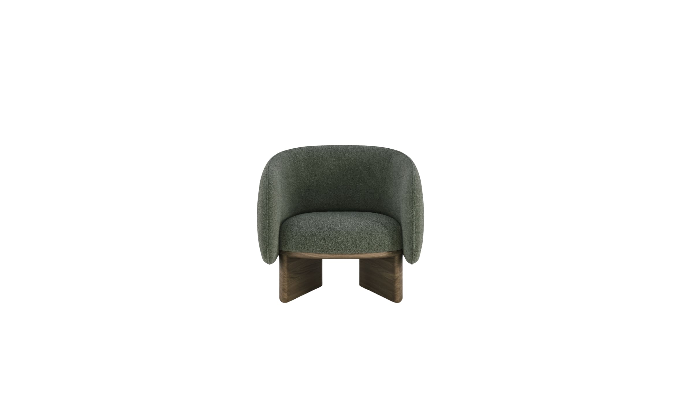 Nido lounge chair, in oak and green fabric 