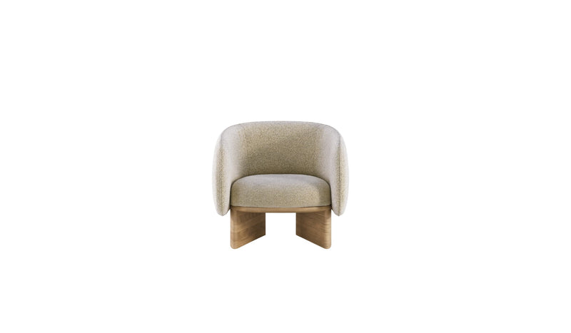 Nido lounge chair, in oak and beige fabric 