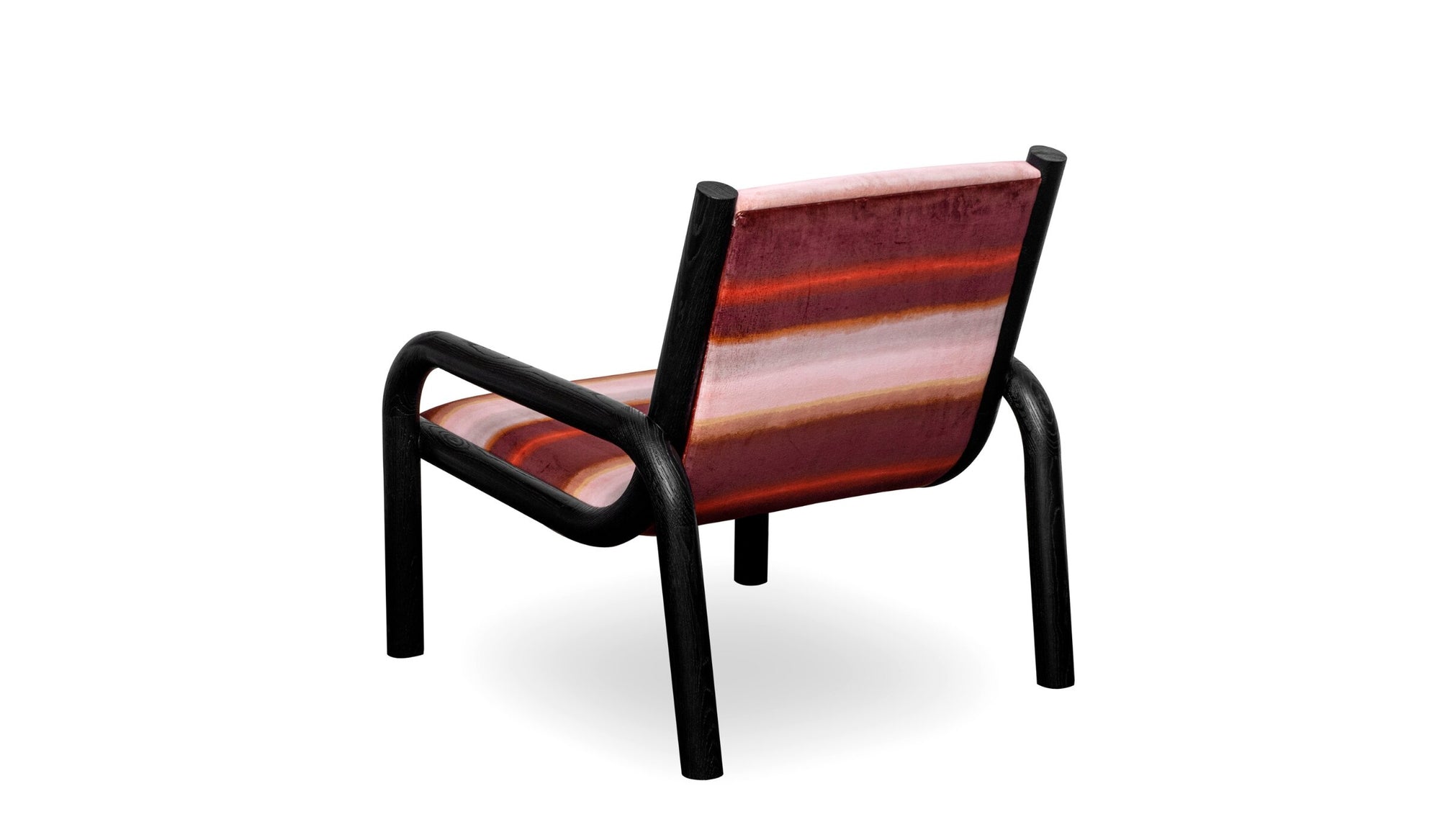 Ginga designer armchair, luxury velvet and solid black oak 