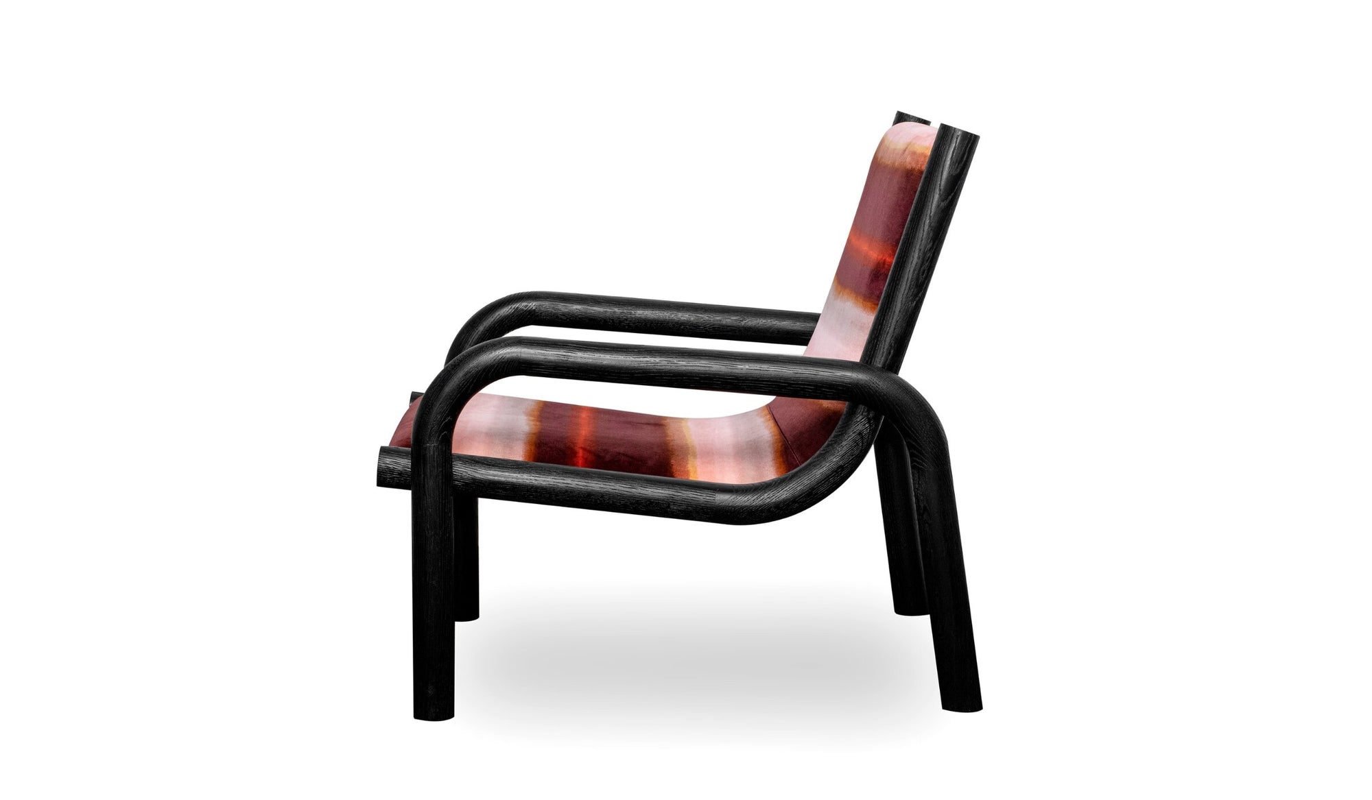 Ginga designer armchair, luxury velvet and solid black oak 