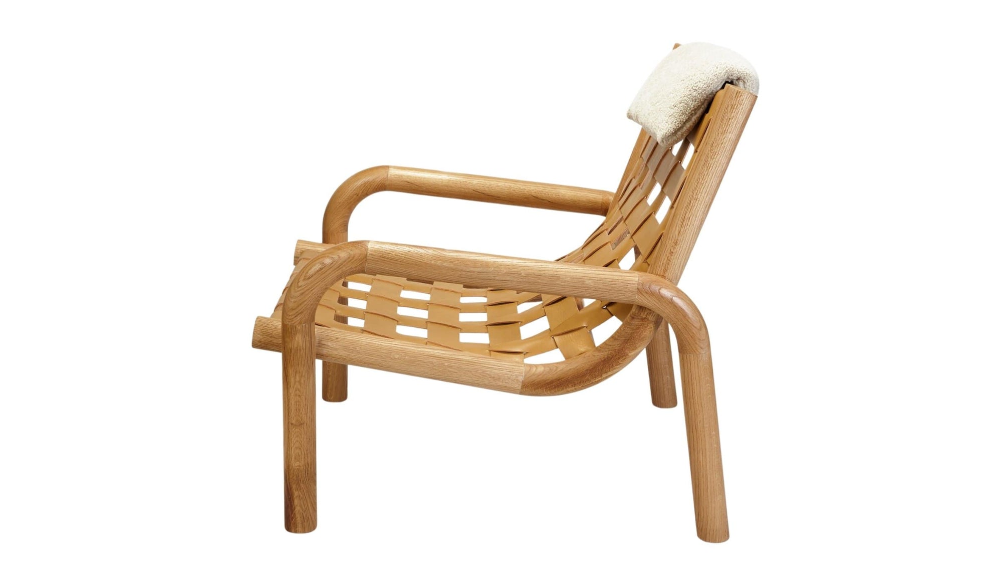 Fauteuil design Ginga, cuir et chêne naturel massif
