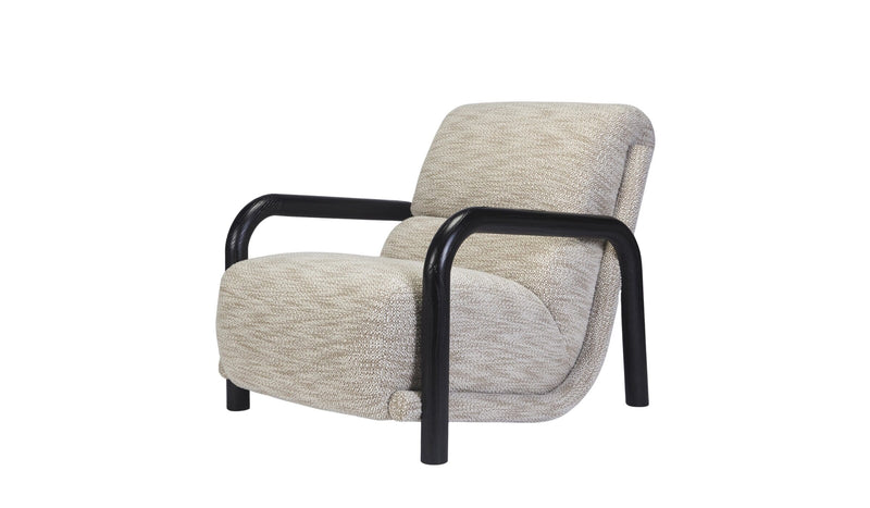 Ginga XL upholstered designer armchair, solid black oak