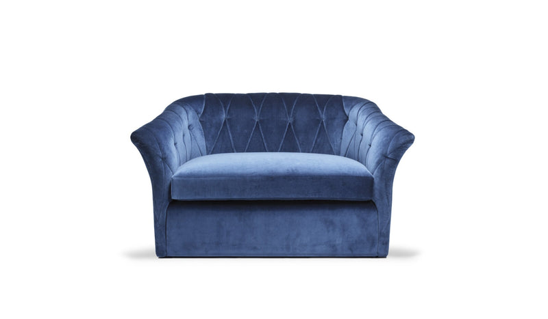 Fauteuil lounge Isabella en velours bleu