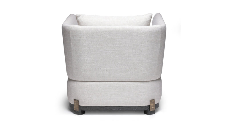 Contemporary Ida armchair, black oak, fabric and bronze