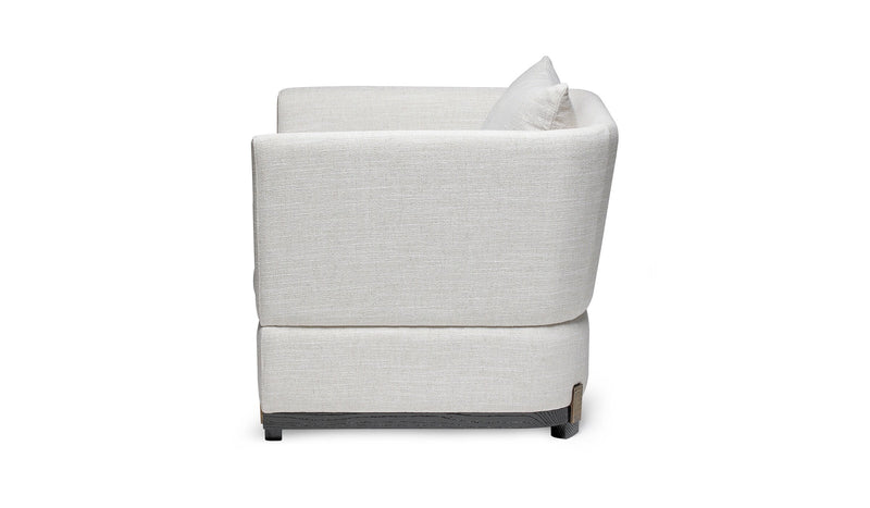 Contemporary Ida armchair, black oak, fabric and bronze