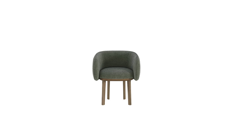 Fauteuil de repas Nido, noyer et tissu vert sauge