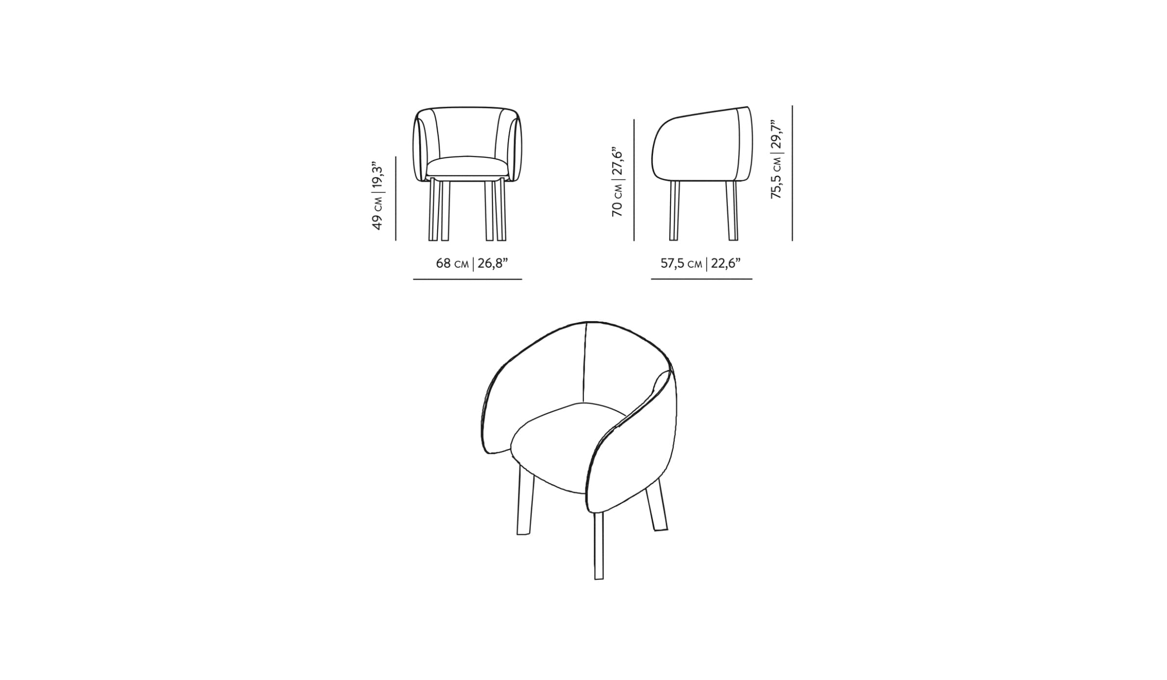 Nido dining chair, walnut and sage green fabric