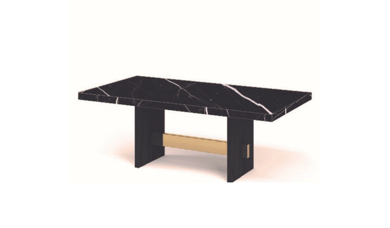 Table de repas de luxe Geometry avec plateau en marbre Nero Marquina