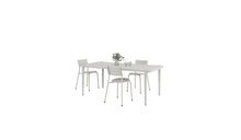 Ensemble de mobilier de jardin design, table rectangulaire et chaises en métal  et plastique recyclé gris clair Tiptoe.