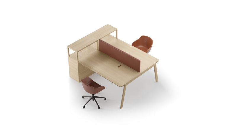 Bureau bench Heldu, carré 2 personnes avec rangement et séparateur