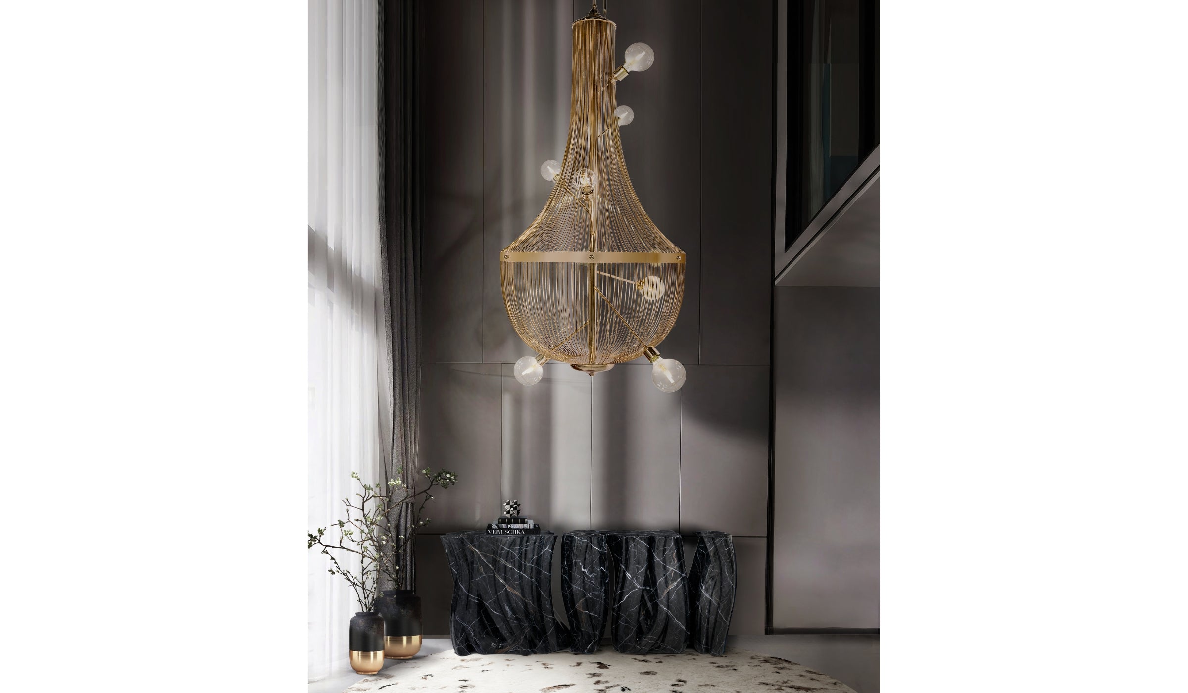 L'Chandelier - Gold-plated brass pendant light for a Parisian touch