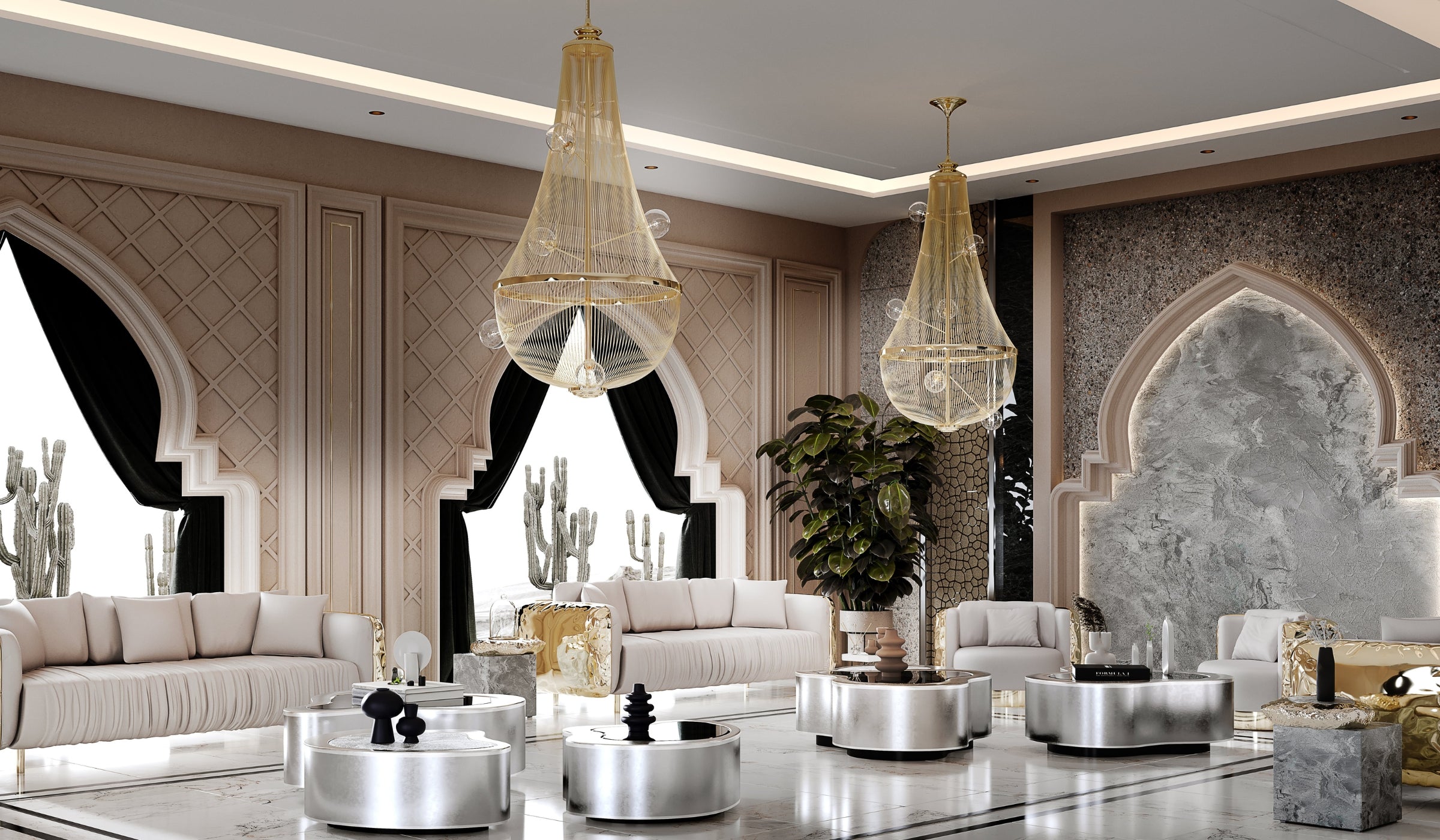 L'Chandelier - Gold-plated brass pendant light for a Parisian touch