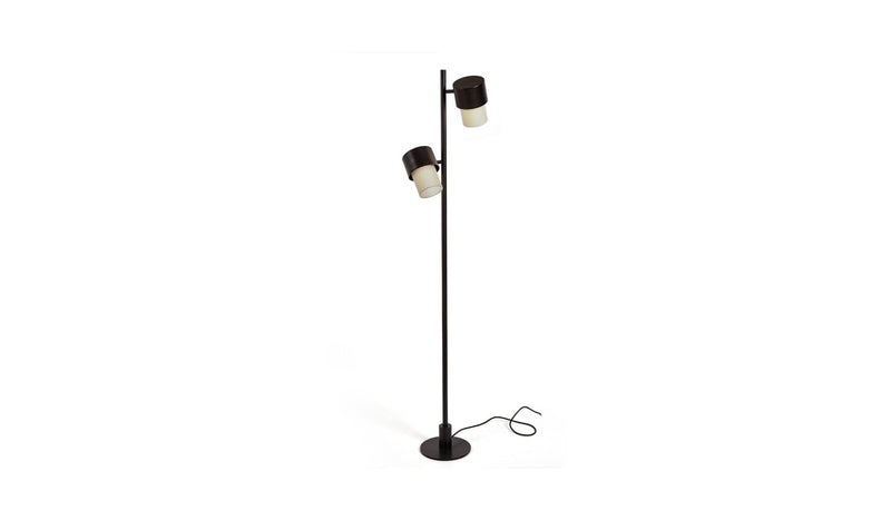 Lampadaire liseuse LED Kan P XL en métal noir et coton