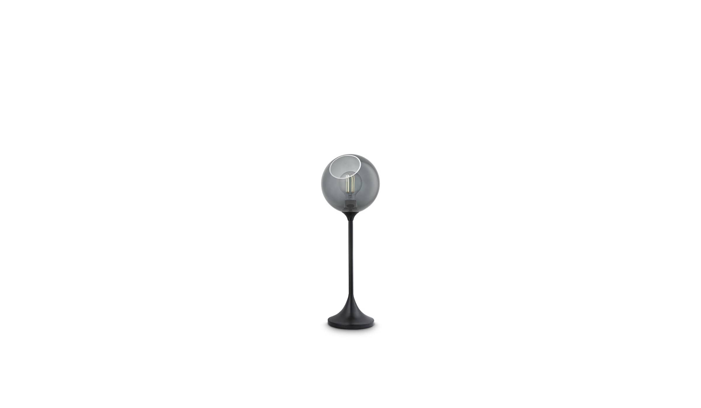 Lampe de table Ballroom, verre soufflé à la bouche, argent et base noire