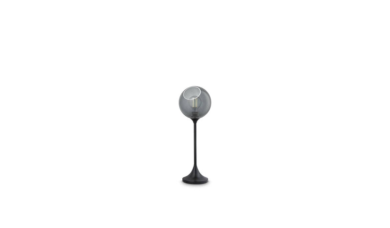 Lampe de table Ballroom, verre soufflé à la bouche, argent et base noire