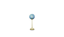 Ballroom Table Lamp, Mouth Blown Glass, Blue with Gold Base