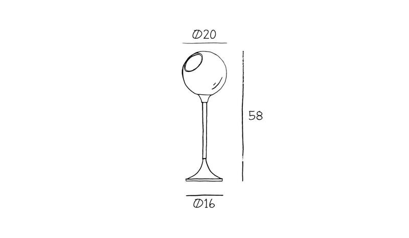 Lampe de table Ballroom, verre soufflé à la bouche, argent et base noire