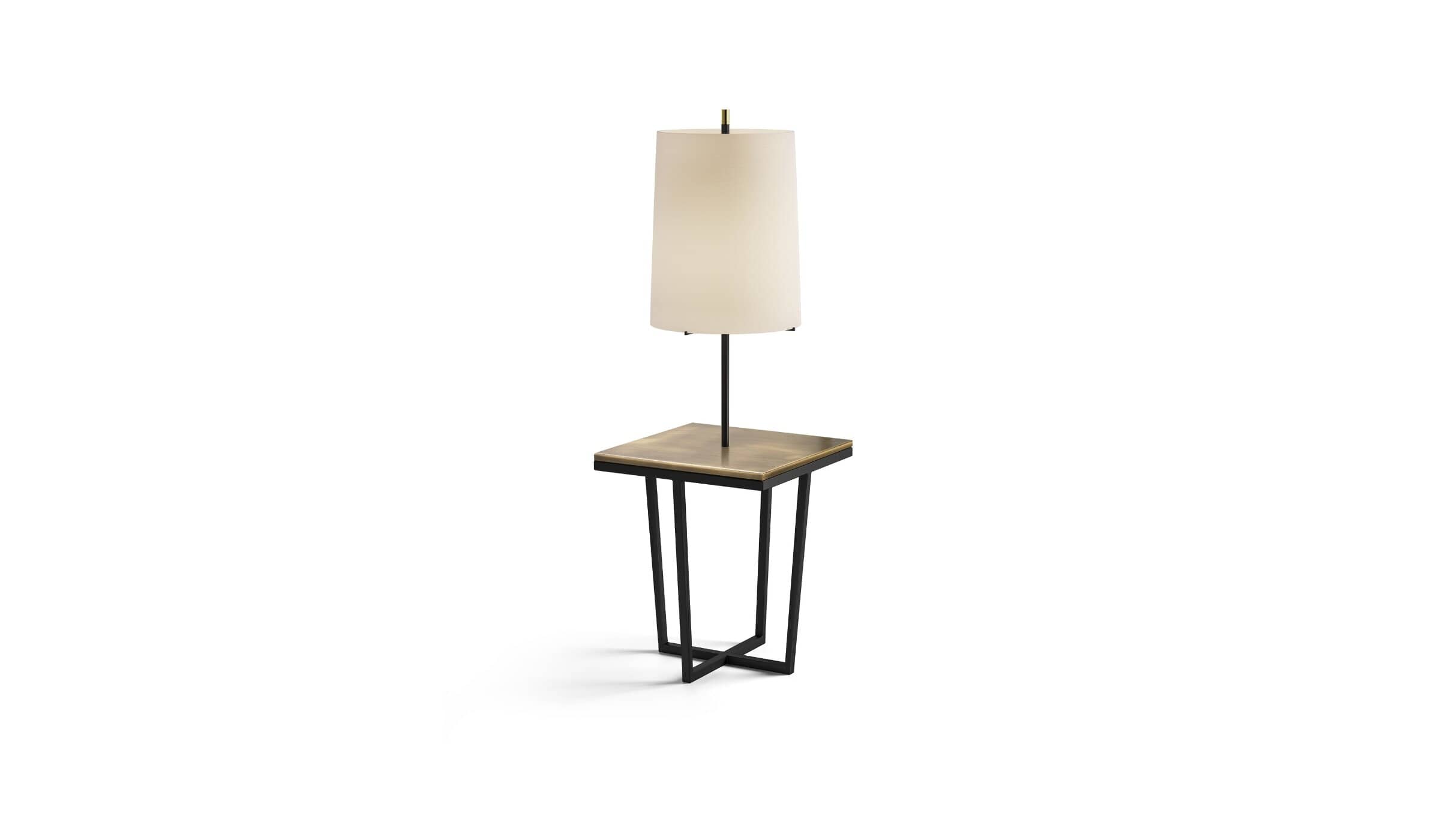 Lampe sur pied Cross avec table d'appoint en bronze