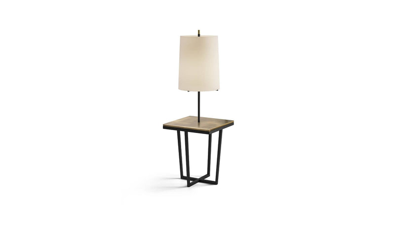 Cross Floor Lamp with Side Table in Bronze