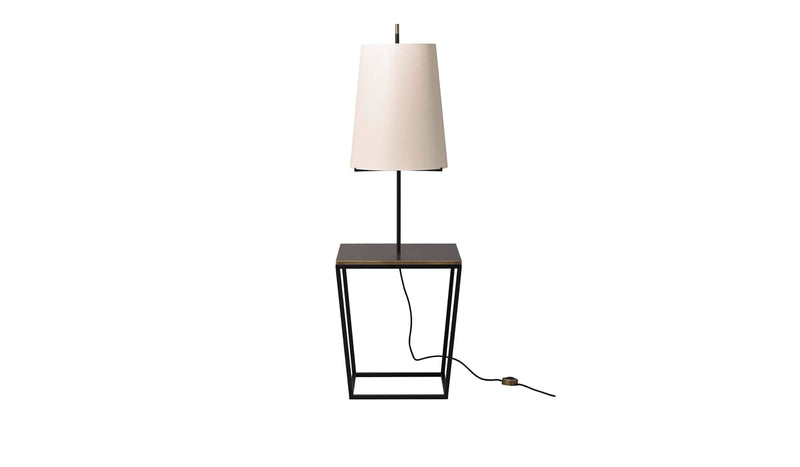 Square floor lamp with side table