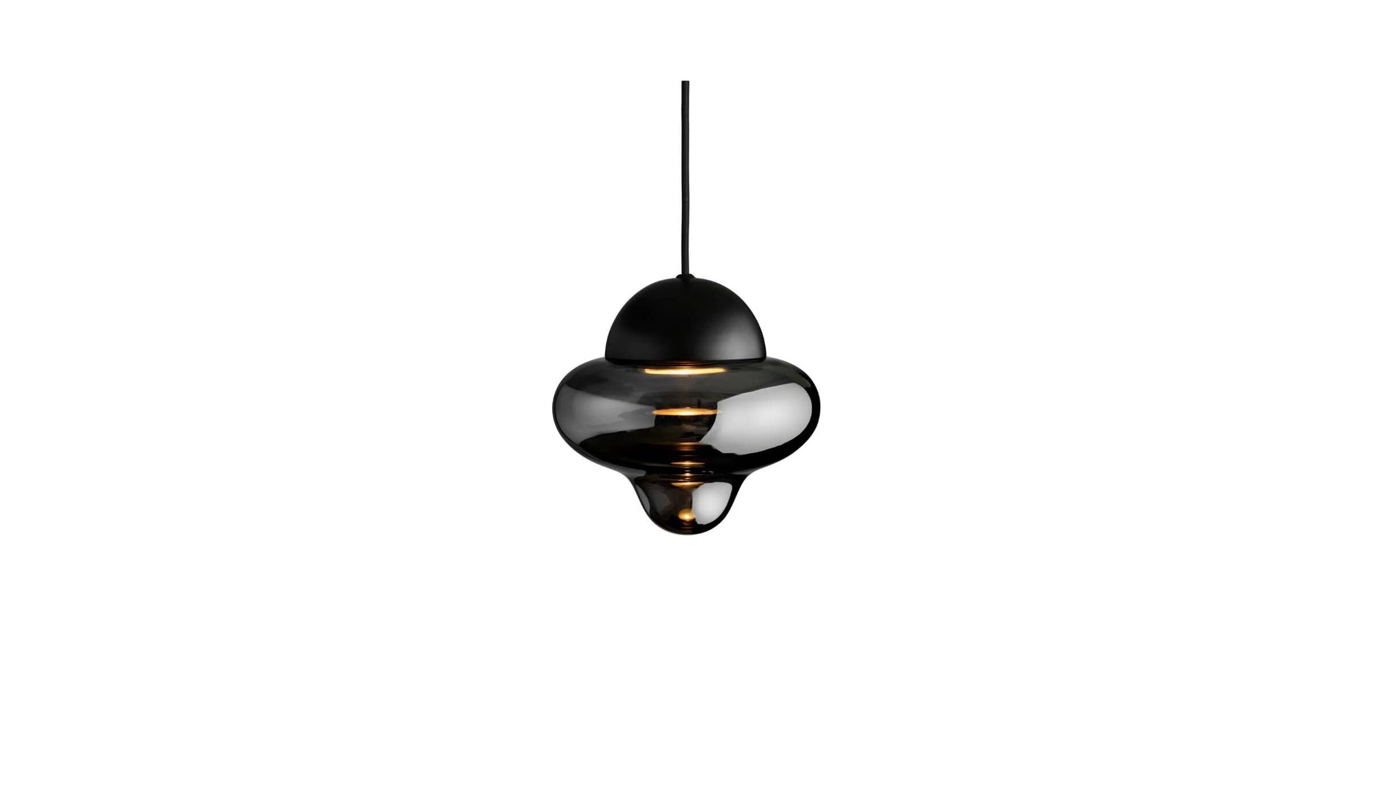 Nutty smoked glass pendant light, black dome