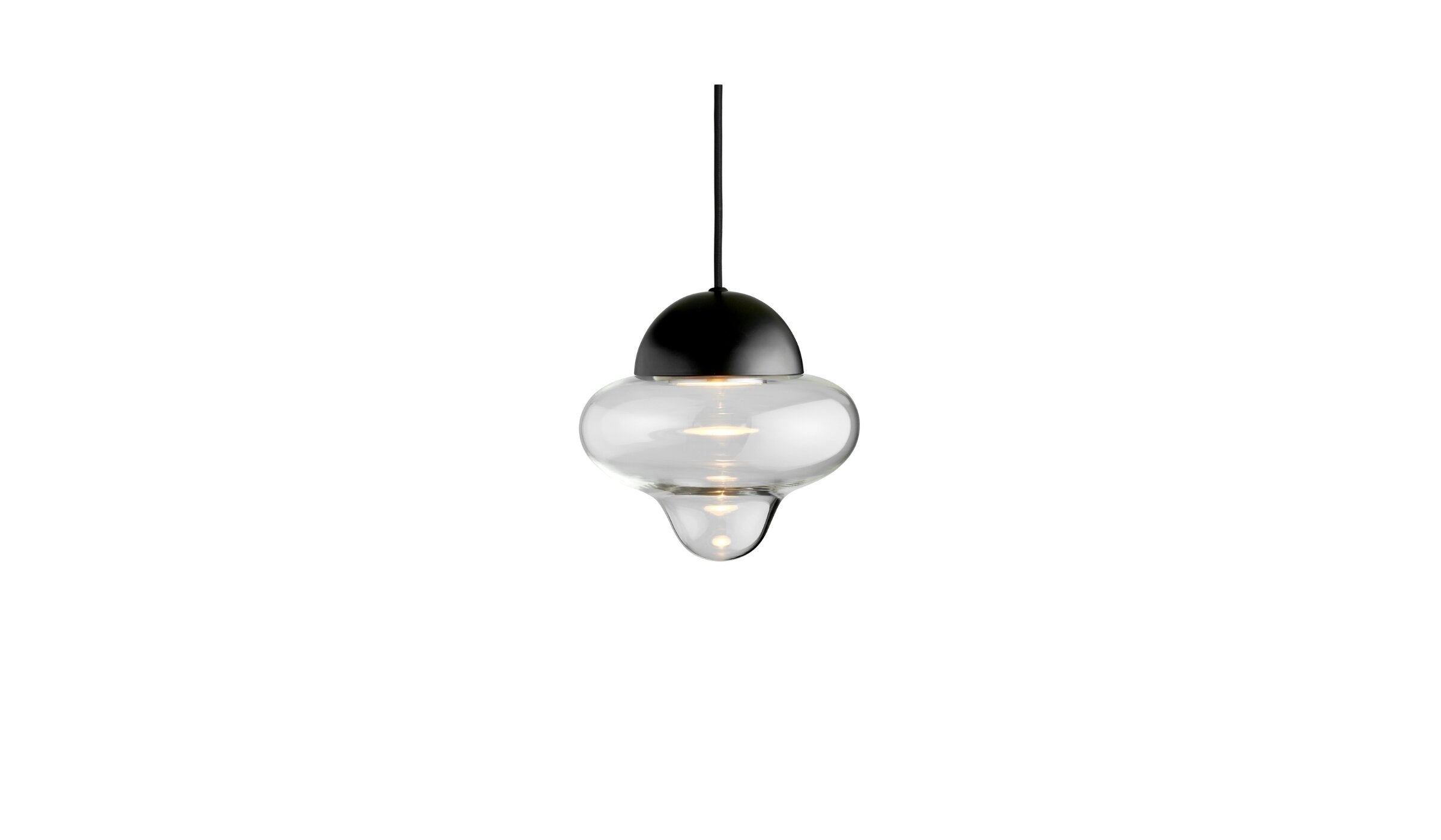 Nutty Clear Glass Pendant Light, XL Black Dome