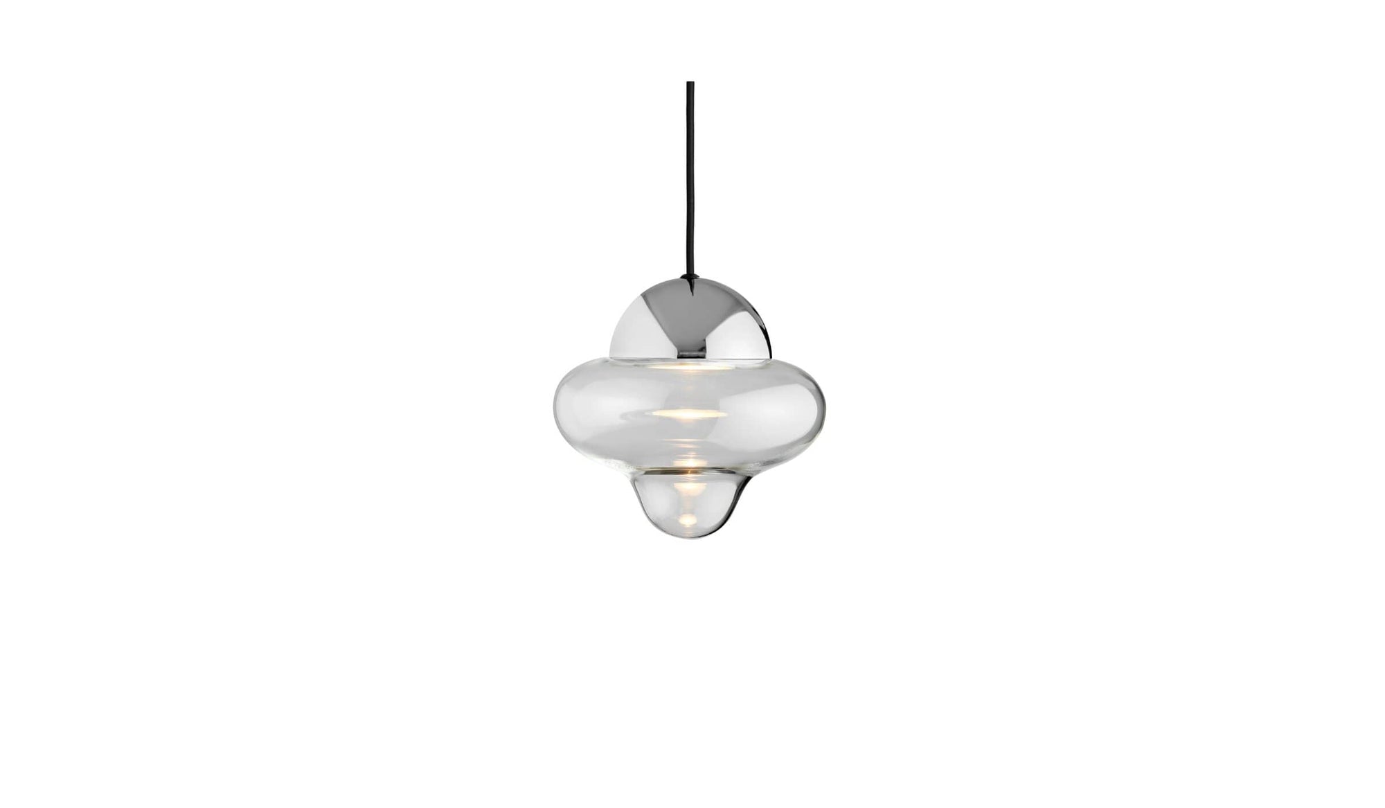 Nutty Clear Glass Pendant Light, XL Chrome Dome