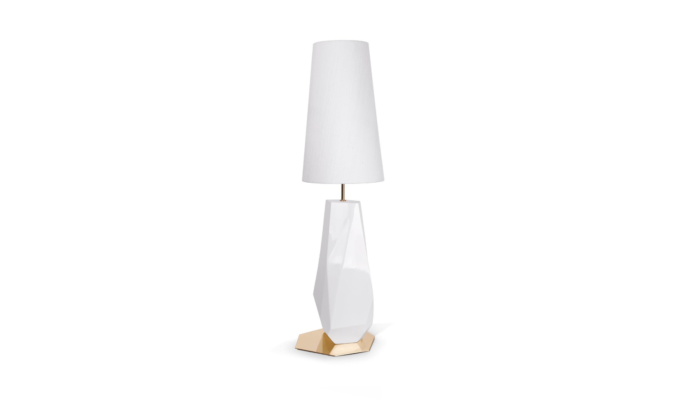 Feel Big - Lampe de table blanche, éclairage design en fibre de verre, feuilles d'argent, acier inoxydable et soie