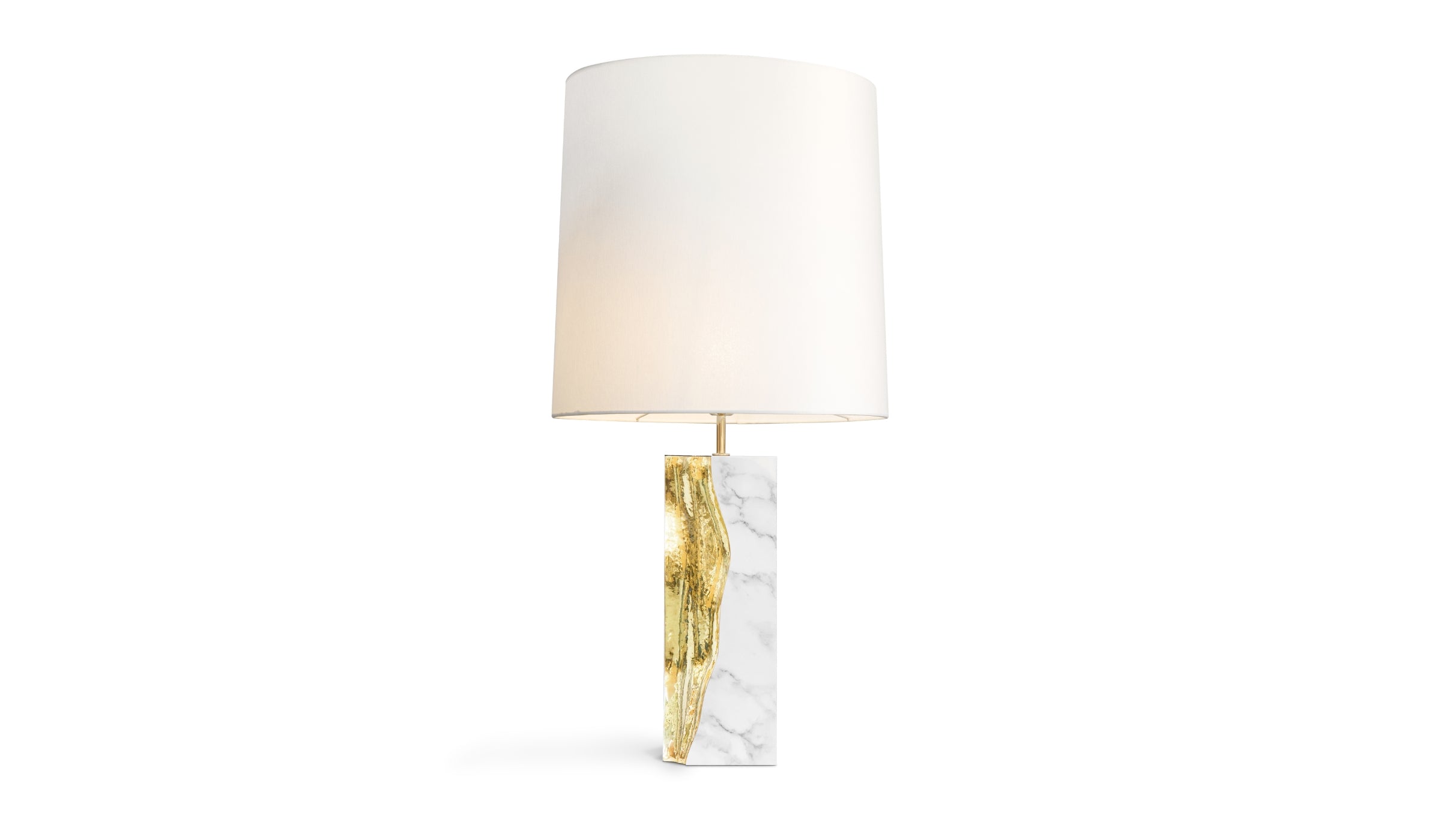 Lapiaz - Lampe de table éclatante en marbre Carrara et laiton poli