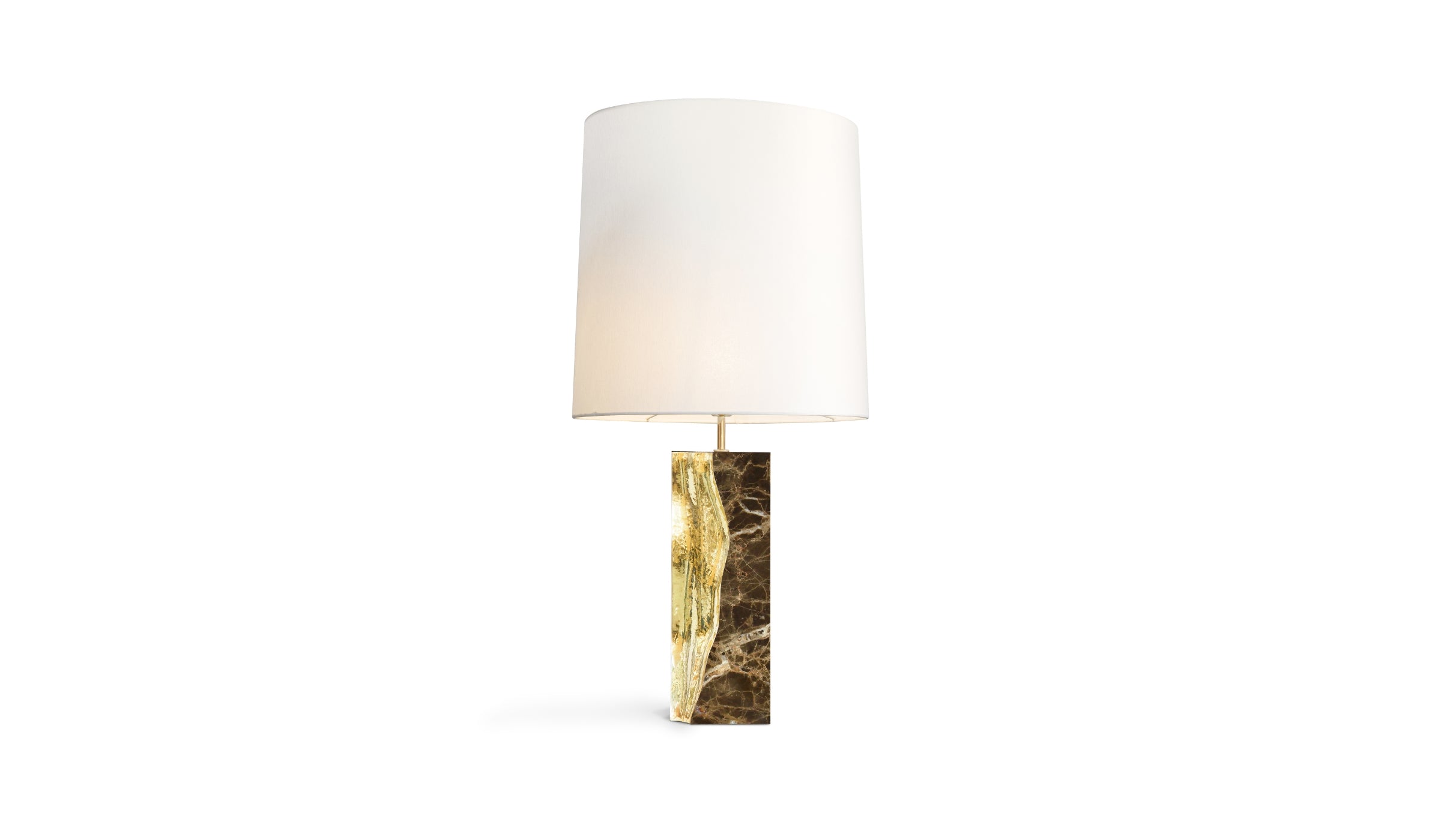 Lapiaz - Lampe de table éclatante en marbre Emperador et laiton poli