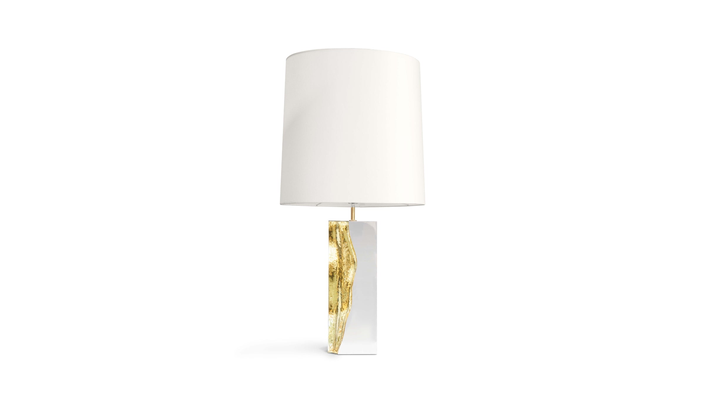 Lapiaz - Ribbling table lamp in stainless steel Mirror effect and polished brass