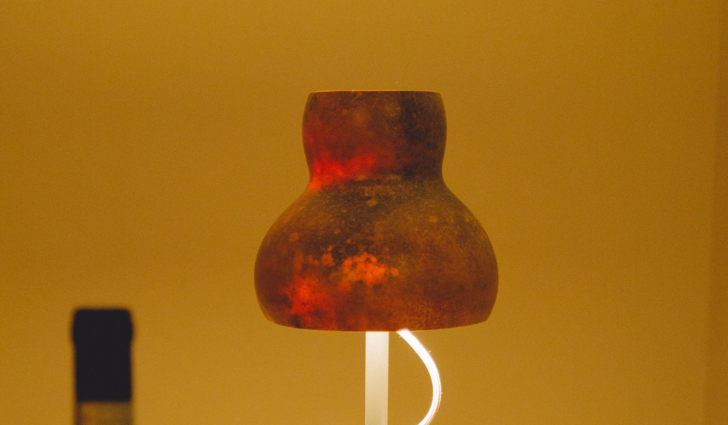 Lampe de table-Déra - Lampe de table en citrouille sèche, finition frêne noir et chrome--NOVINEA-MARGART