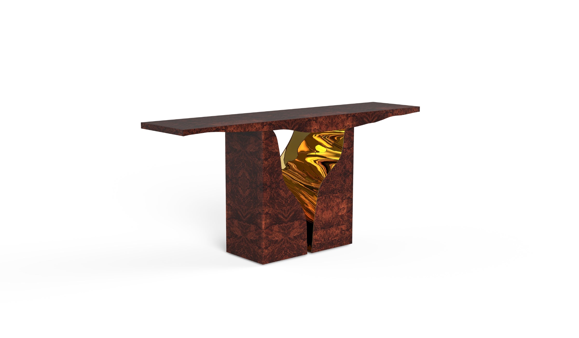 Lapiaz - Handcrafted console inspired by karst formations in walnut and brass
