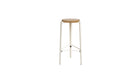 Tabouret de bar Lou 76cm, chêne naturel et acier blanc crème